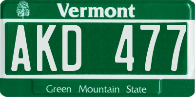 VT license plate AKD477