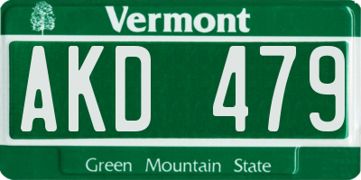 VT license plate AKD479