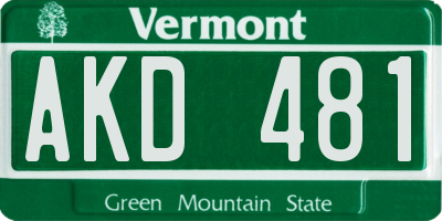 VT license plate AKD481