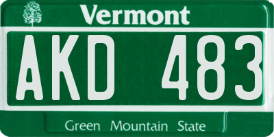 VT license plate AKD483