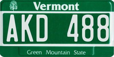 VT license plate AKD488