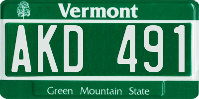 VT license plate AKD491