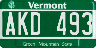 VT license plate AKD493