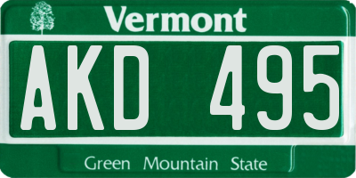 VT license plate AKD495