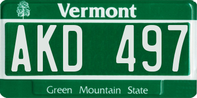 VT license plate AKD497