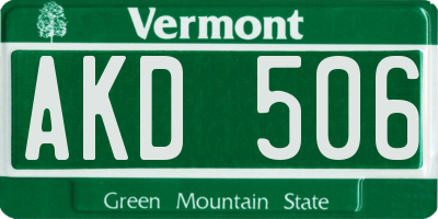 VT license plate AKD506