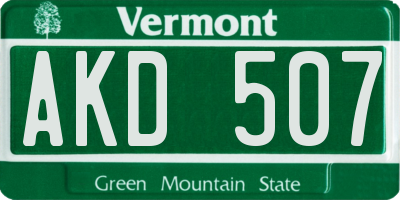 VT license plate AKD507