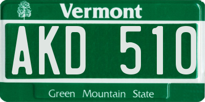 VT license plate AKD510
