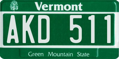 VT license plate AKD511