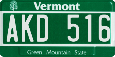 VT license plate AKD516