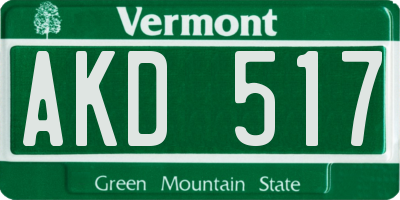 VT license plate AKD517