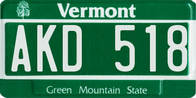 VT license plate AKD518