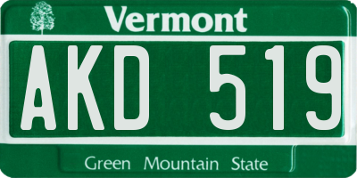 VT license plate AKD519