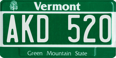 VT license plate AKD520