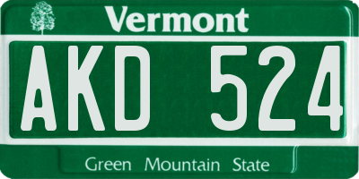 VT license plate AKD524