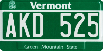 VT license plate AKD525