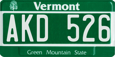 VT license plate AKD526