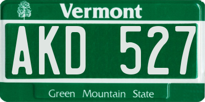 VT license plate AKD527