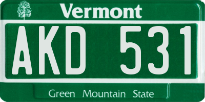 VT license plate AKD531