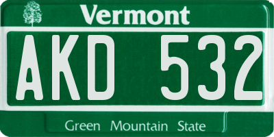 VT license plate AKD532