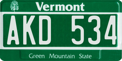 VT license plate AKD534