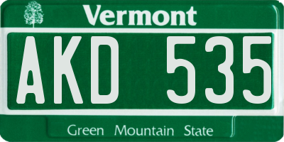 VT license plate AKD535