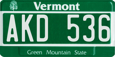 VT license plate AKD536