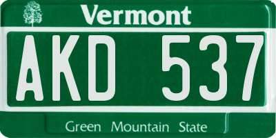VT license plate AKD537