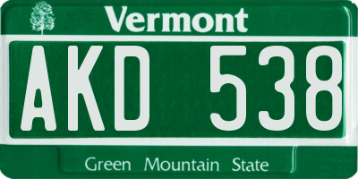 VT license plate AKD538