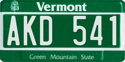 VT license plate AKD541
