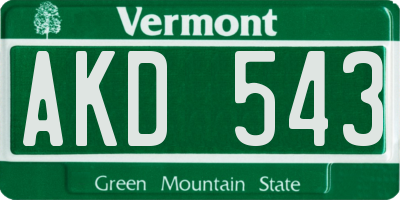 VT license plate AKD543