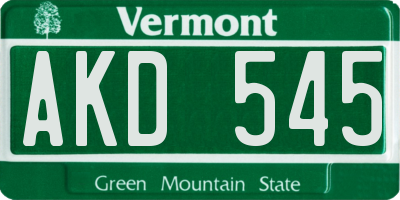 VT license plate AKD545