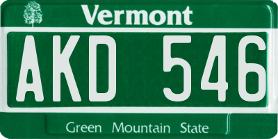 VT license plate AKD546