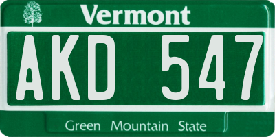 VT license plate AKD547
