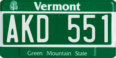 VT license plate AKD551
