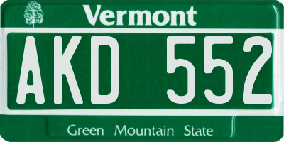 VT license plate AKD552