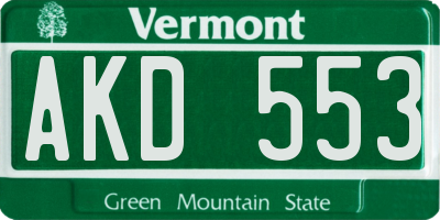 VT license plate AKD553