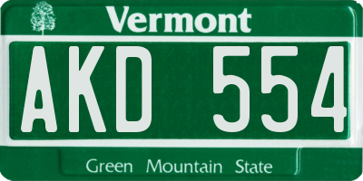 VT license plate AKD554