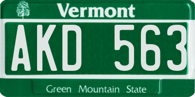 VT license plate AKD563