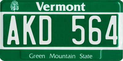 VT license plate AKD564
