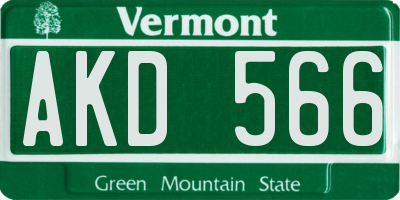 VT license plate AKD566