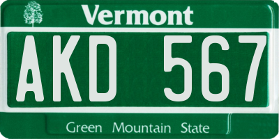 VT license plate AKD567
