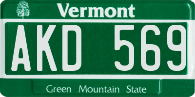 VT license plate AKD569