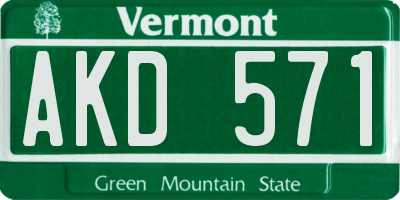 VT license plate AKD571