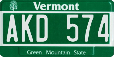 VT license plate AKD574
