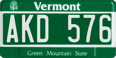 VT license plate AKD576