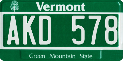 VT license plate AKD578