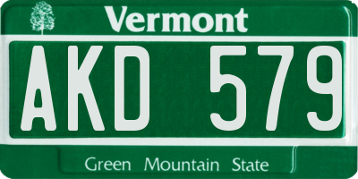 VT license plate AKD579