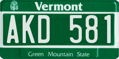 VT license plate AKD581