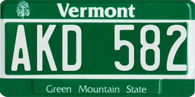 VT license plate AKD582